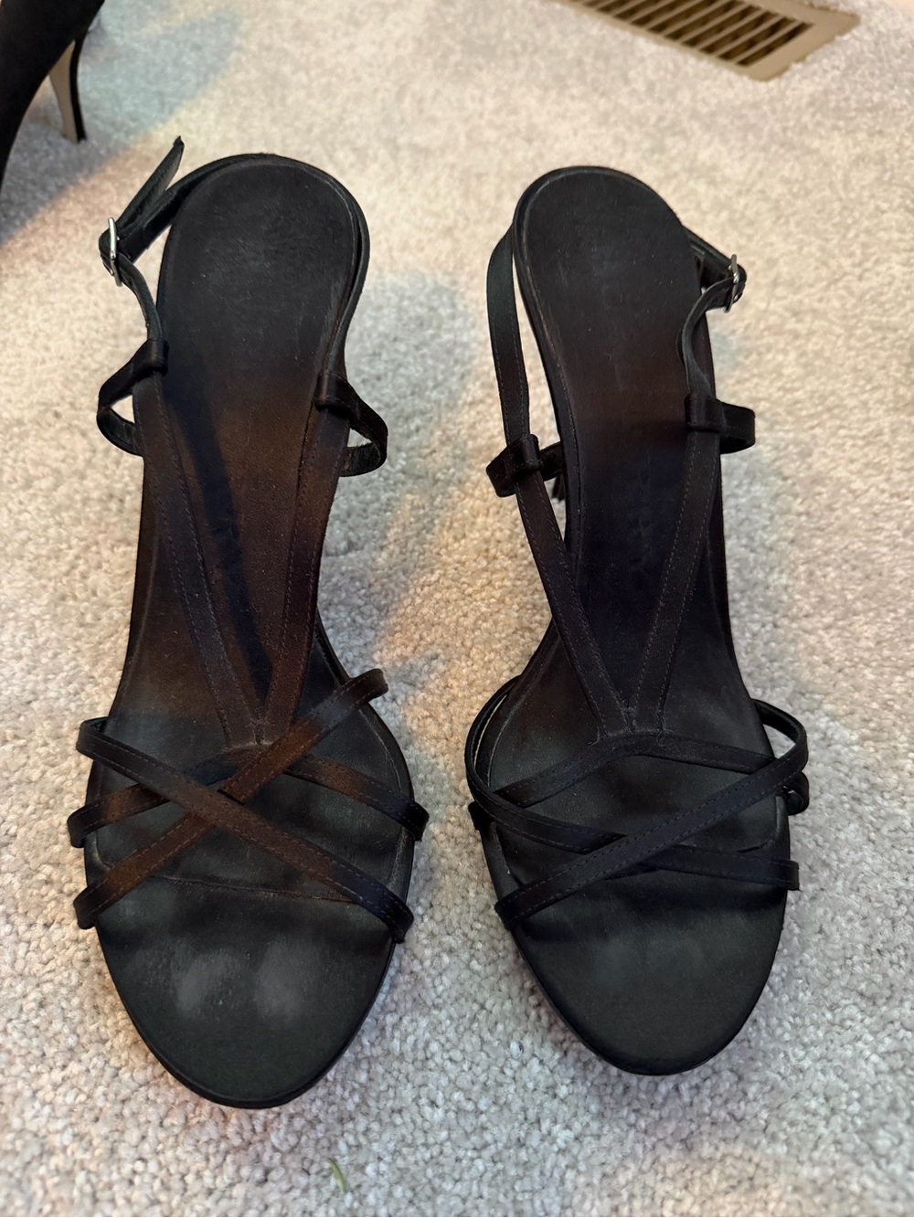 Burberry Black Strappy Slingback Sandals